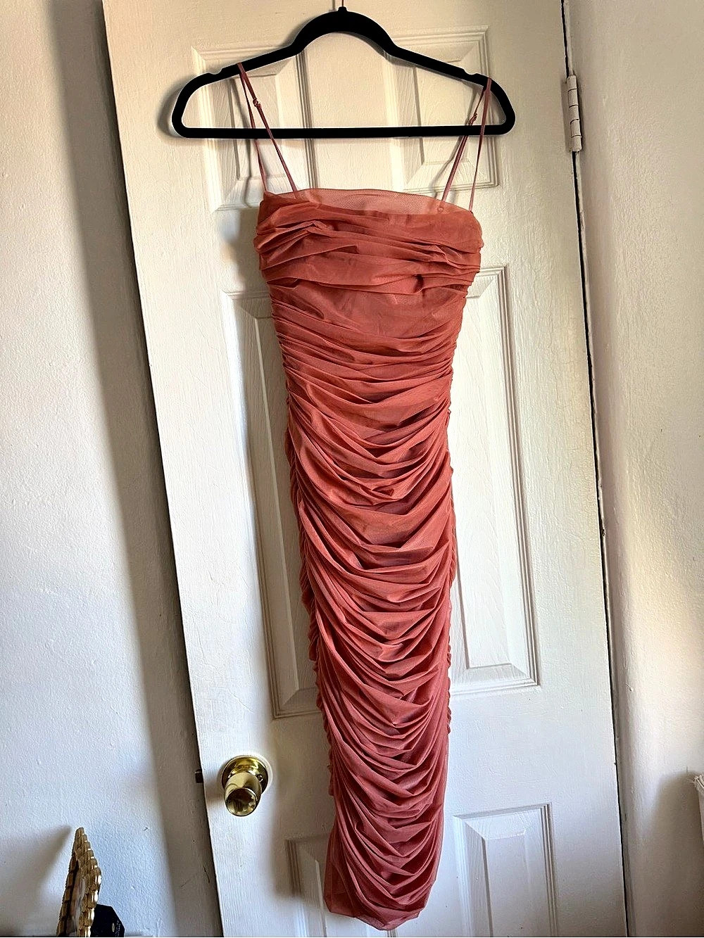 house&cb Ruched Maxi Dress in Pink Size XS Like New